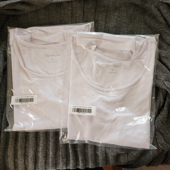 2 NorthStyle Silky Knit White Tank Tops XL - Picture 3 of 5
